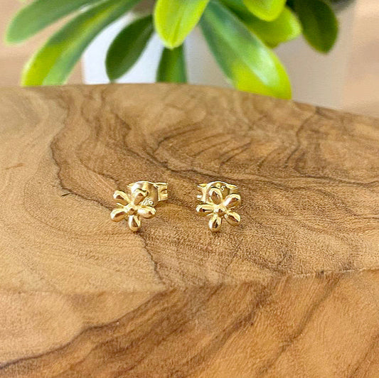 Gold Daisy Stud Earrings 925 Sterling Silver