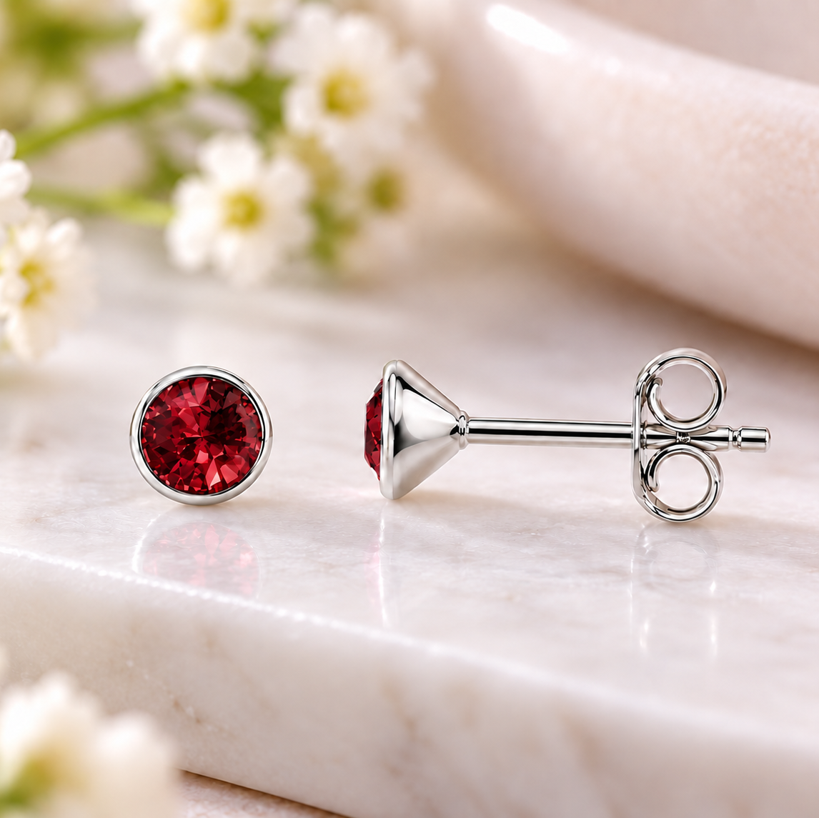 Garnet Birthstone Stud Earrings – January birthday jewellery gift