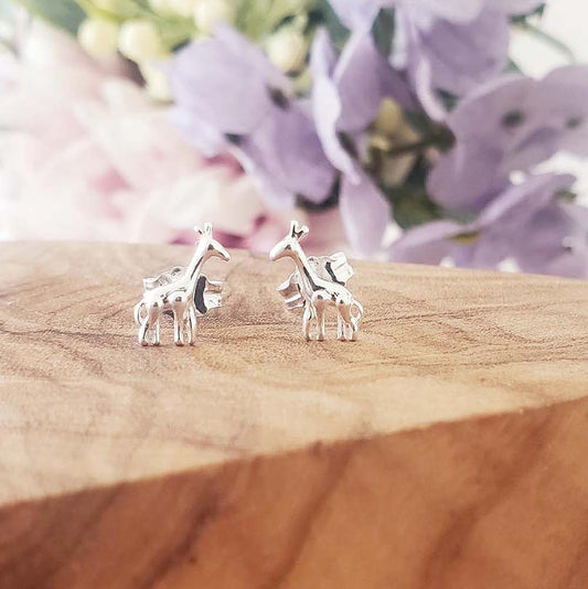 Giraffe Stud Earrings, 925 Sterling Silver