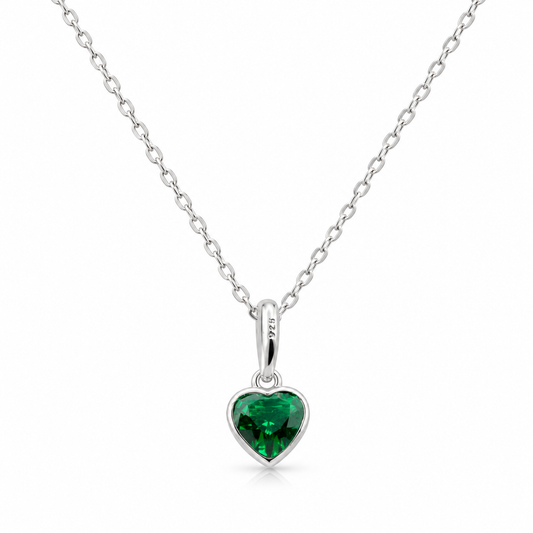 Heart Birthstone Necklace in 925 sterling silver