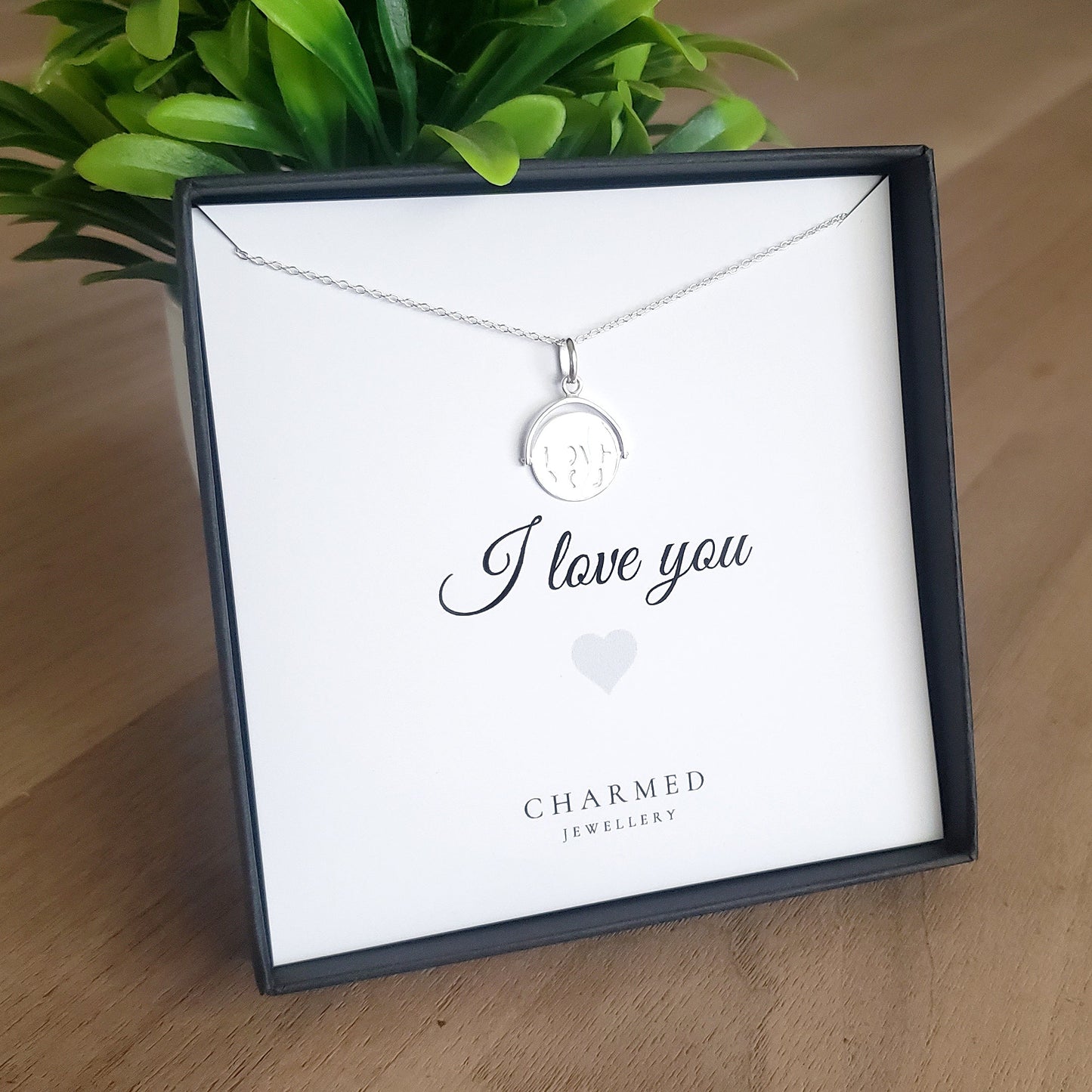 Spinner Necklace with Hidden "I Love You" Message in Sterling Silver 925 | Personalised Jewellery Gift