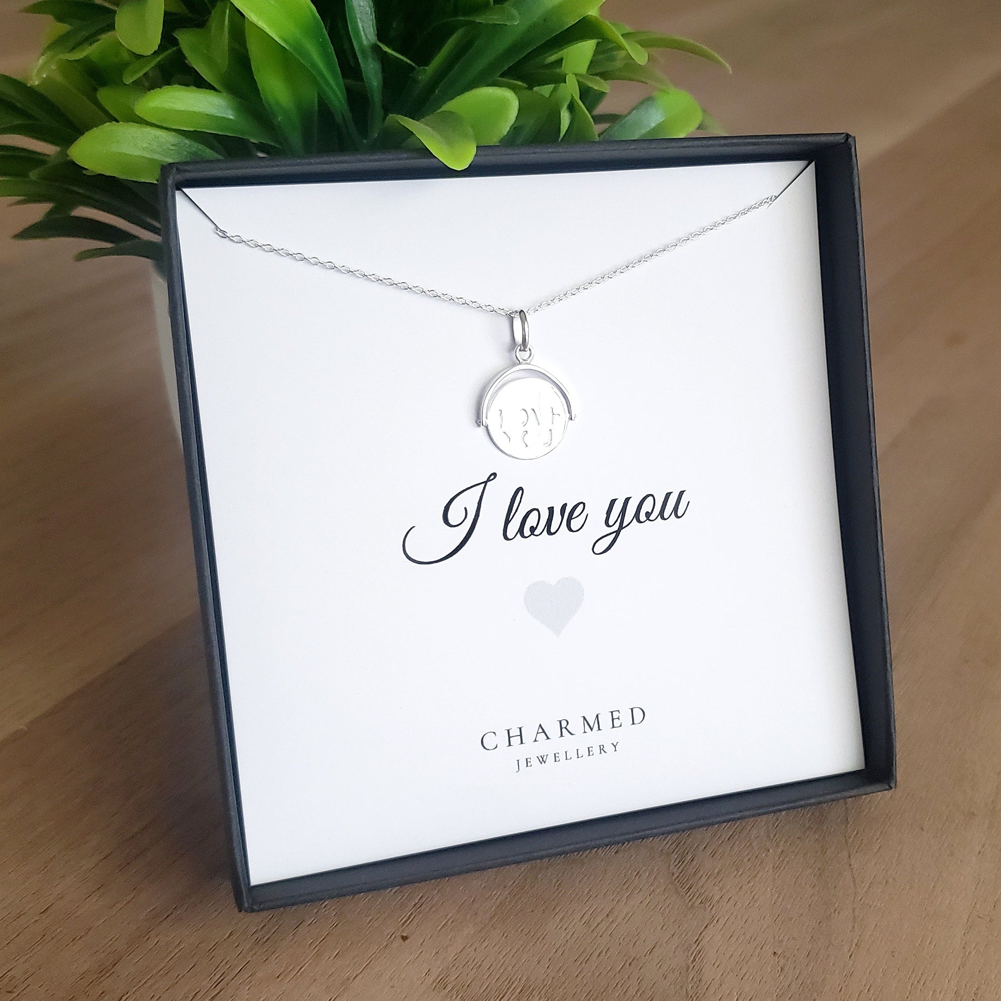 Spinner Necklace with Hidden "I Love You" Message in Sterling Silver 925 | Personalised Jewellery Gift