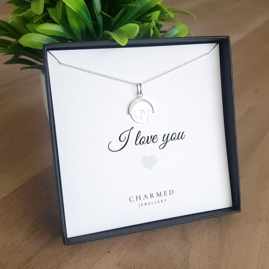 Spinner Necklace with Hidden "I Love You" Message in Sterling Silver 925 | Personalised Jewellery Gift