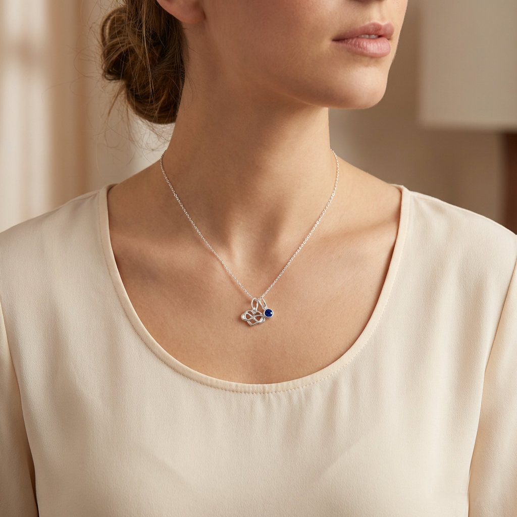 Granddaughter Infinity Heart Necklace with Birthstone | 925 Sterling Silver | Personalised Jewellery Gift