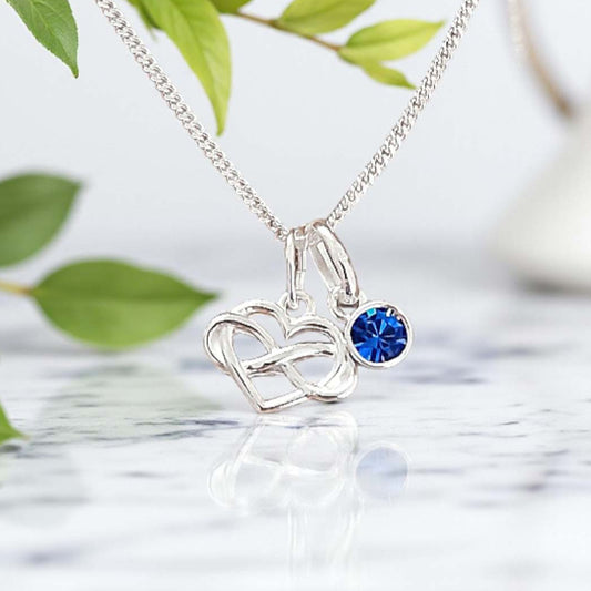 Infinity Heart Birthstone Necklace | Sterling Silver 925 Personalised Jewellery
