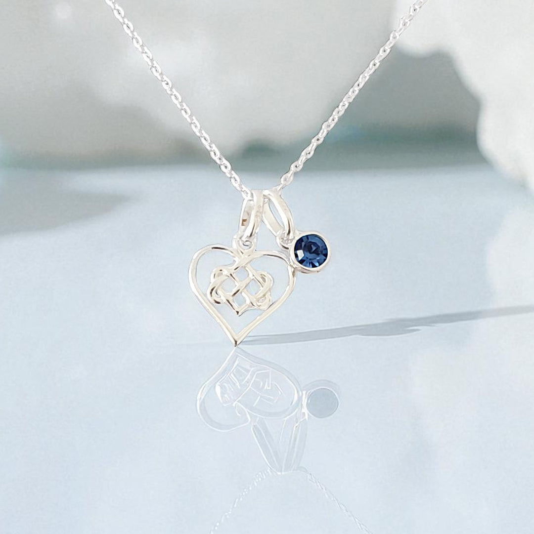 Infinity Knot Birthstone Necklace in Sterling Silver 925 | Elegant Jewellery
