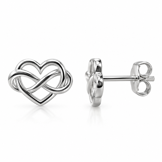 Infinity Heart Stud Earrings in 925 sterling silver