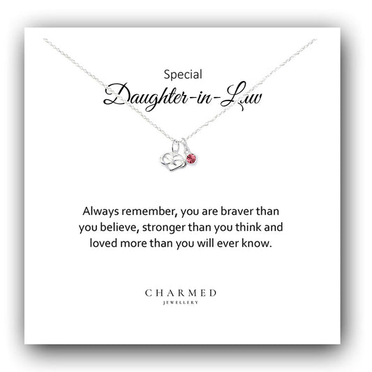 Daughter in Law Infinity Heart Necklace in Sterling Silver 925, Personalised Gift