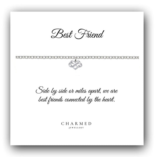 Best Friend Infinity Heart Bracelet in Sterling Silver 925, Personalised Gift