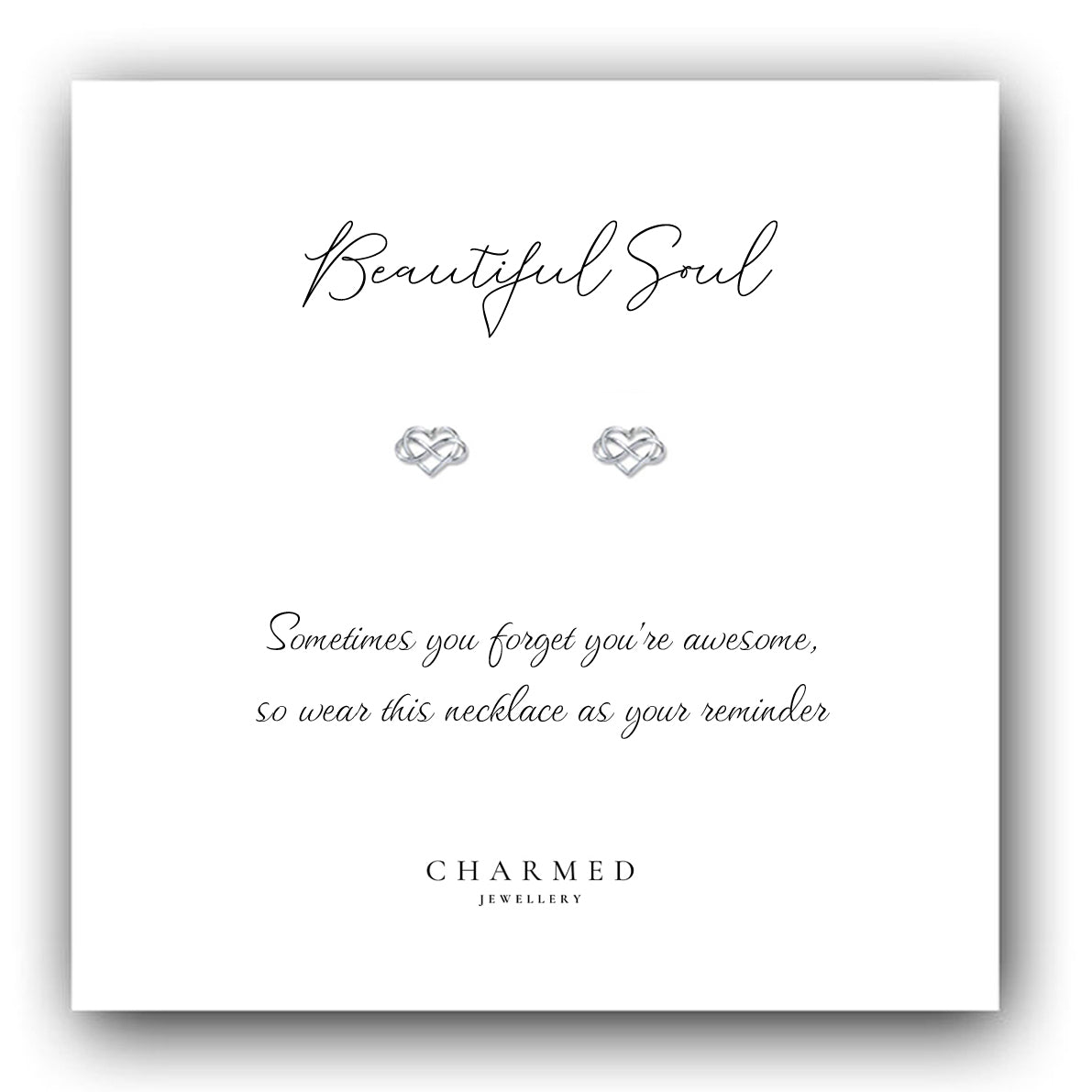 Inspirational Gift, Infinity Heart Stud Earrings Sterling Silver 925, Personalised Jewellery Gift