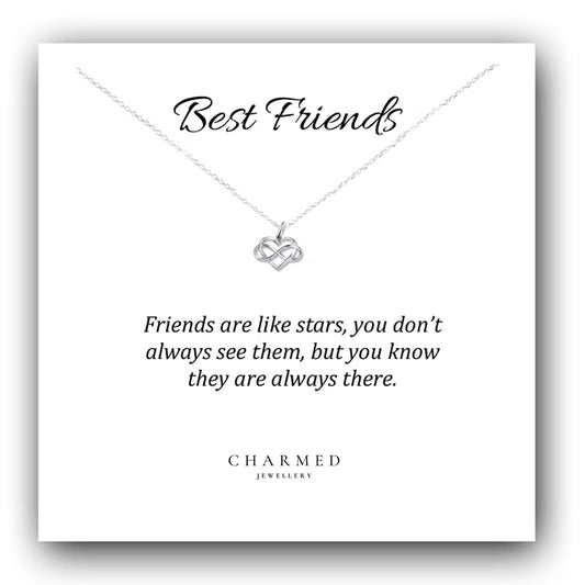 Best Friend Infinity Heart Necklace in Sterling Silver 925, Personalised Jewellery Gift