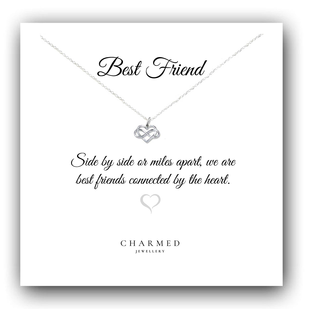 Best Friend Infinity Heart Necklace in Sterling Silver 925, Personalised Gift