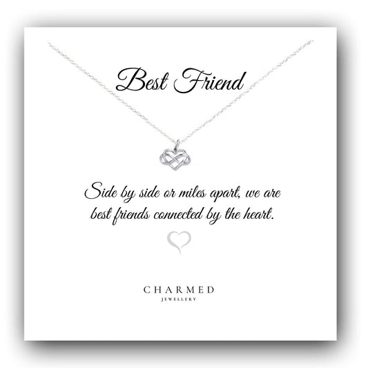 Best Friend Infinity Heart Necklace in Sterling Silver 925, Personalised Gift
