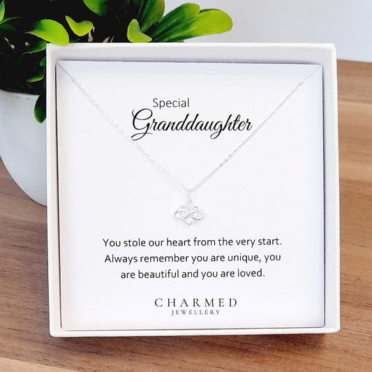Granddaughter Infinity Heart Necklace in Sterling Silver 925 | Personalised Jewellery Gift