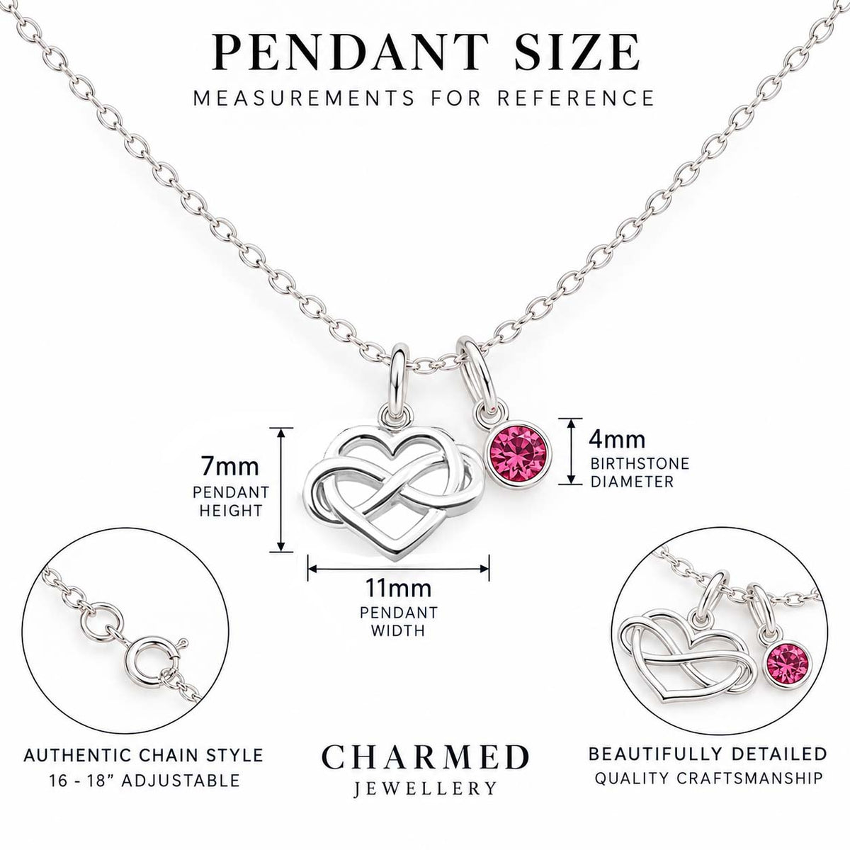 Granddaughter Gift | Infinity Heart Necklace with Birthstone | Sterling Silver 925 | Personalised Gift