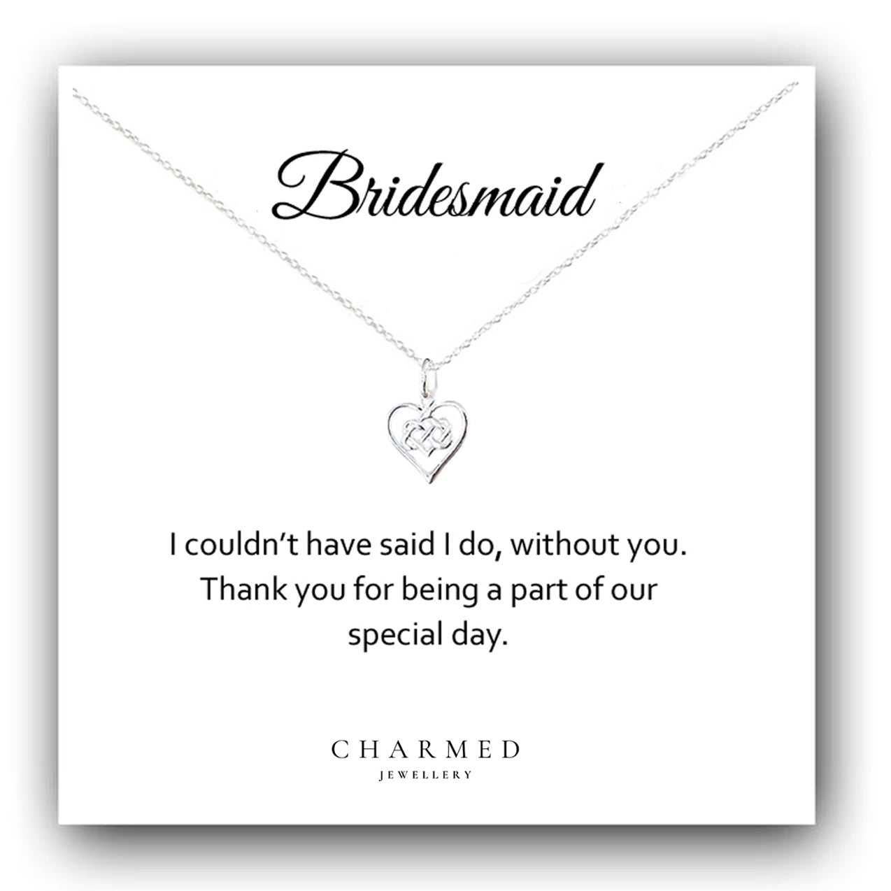 Bridesmaid Infinity Knot Necklace in Sterling Silver 925 | Personalised Jewellery Gift