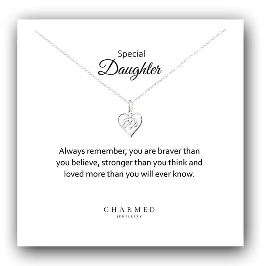 Daughter Infinity Knot Necklace in Sterling Silver 925, Personalised Jewellery Gift