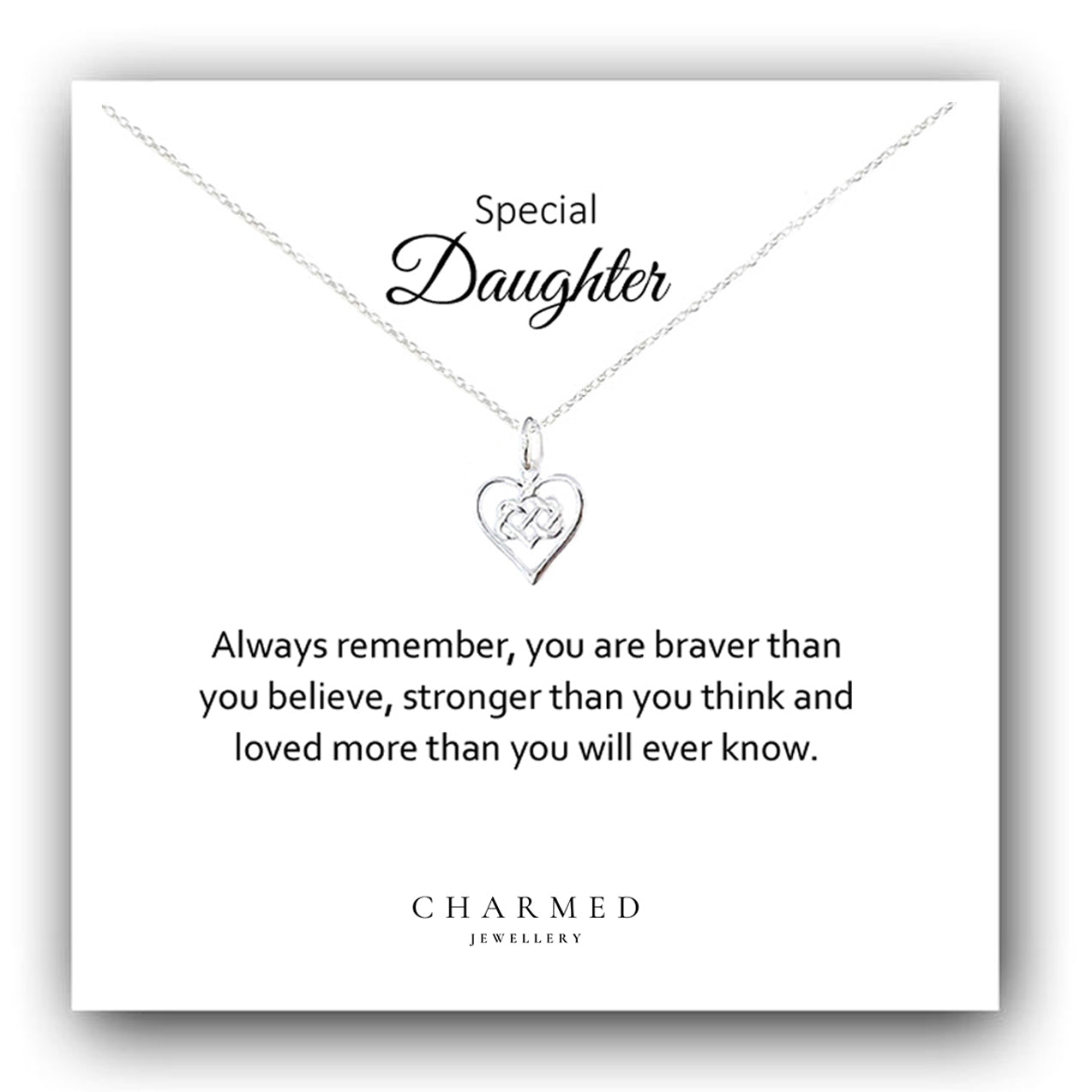 Daughter Infinity Knot Necklace in Sterling Silver 925 | Personalised Jewellery Gift