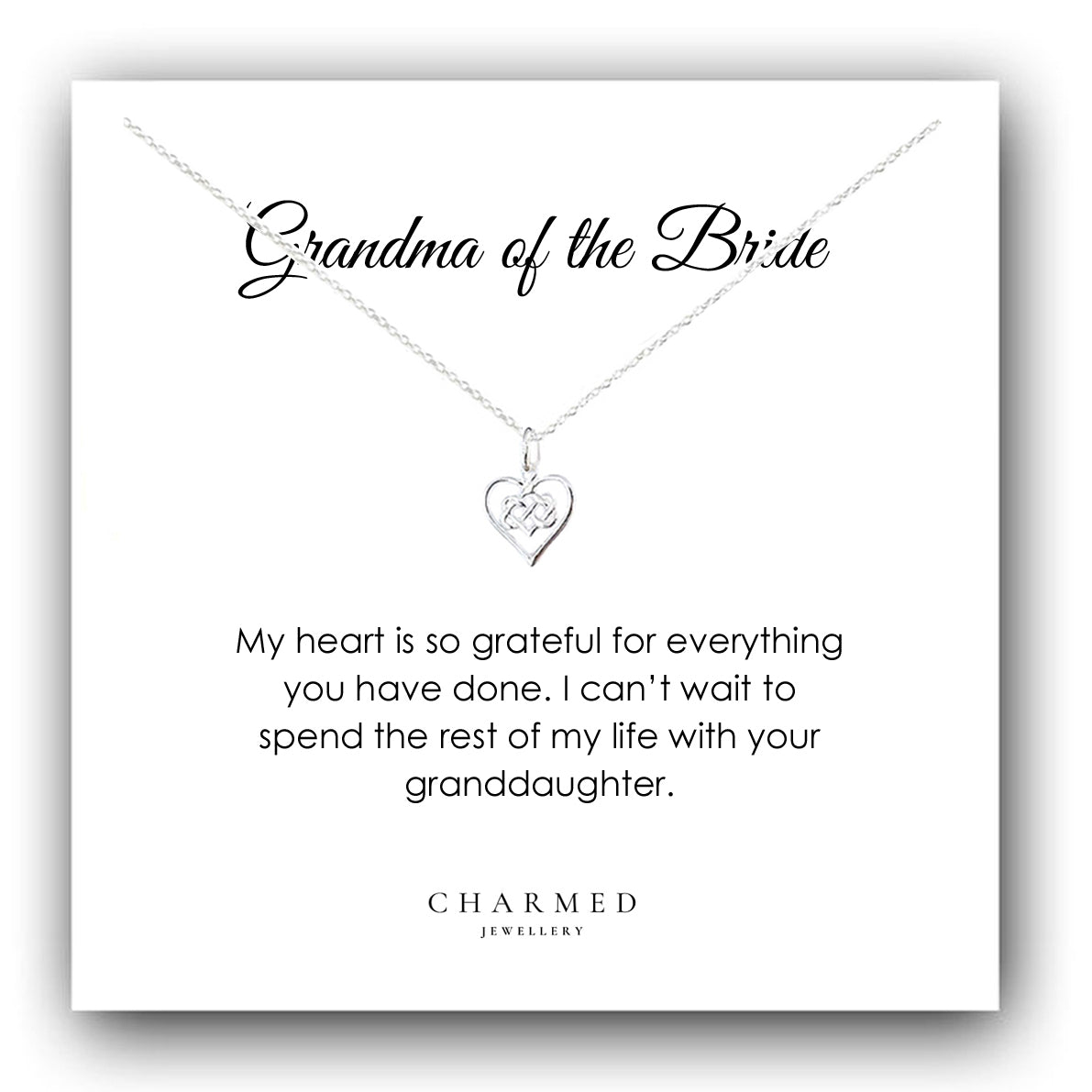 Grandma of the Bride Infinity Knot Necklace in Sterling Silver 925 | Personalised Jewellery Gift
