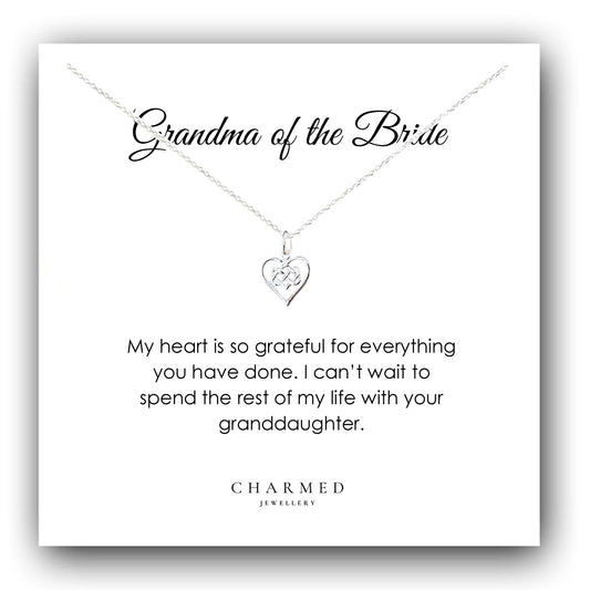 Grandma of the Bride Infinity Knot Necklace in Sterling Silver 925 | Personalised Jewellery Gift