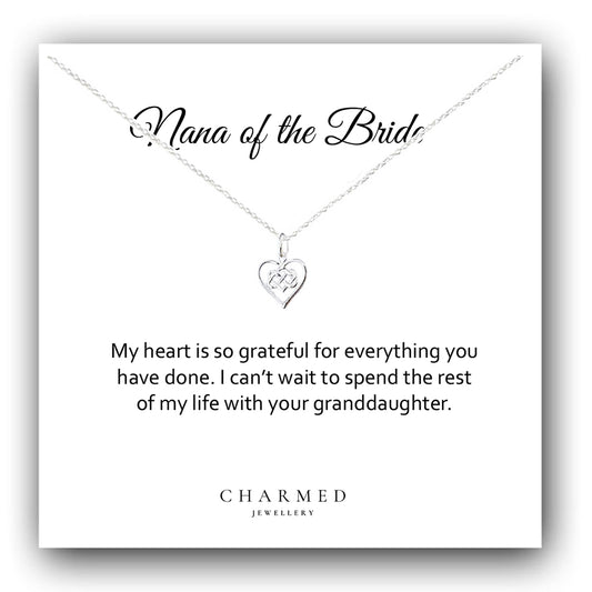 Nana of the Bride Infinity Knot Necklace in Sterling Silver 925 | Personalised Jewellery Gift