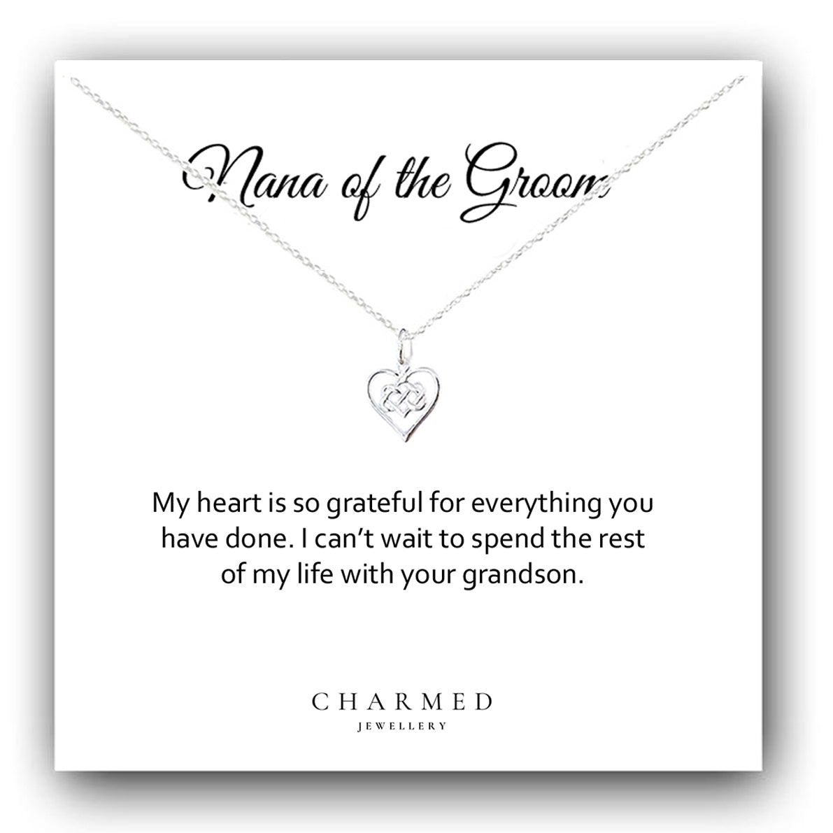 Nana of the Groom Infinity Knot Necklace in Sterling Silver 925 | Personalised Jewellery Gift