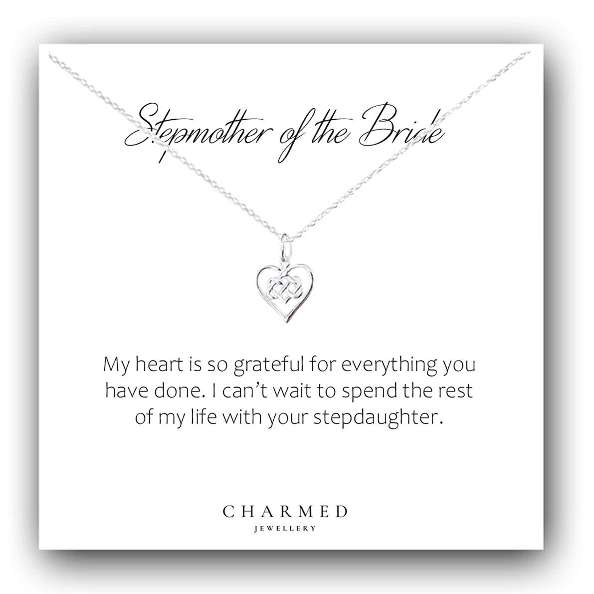 Step Mum of the Bride Infinity Knot Necklace in Sterling Silver 925 | Personalised Jewellery Gift