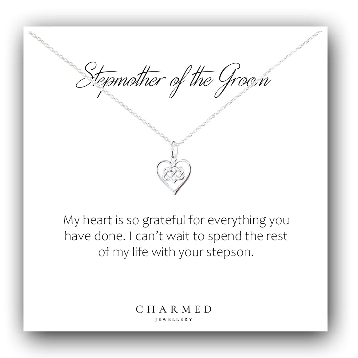 Step Mum of the Groom Infinity Knot Necklace in Sterling Silver 925 | Personalised Jewellery Gift