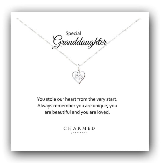 Granddaughter Infinity Knot Necklace in Sterling Silver 925, Personalised Jewellery Gift