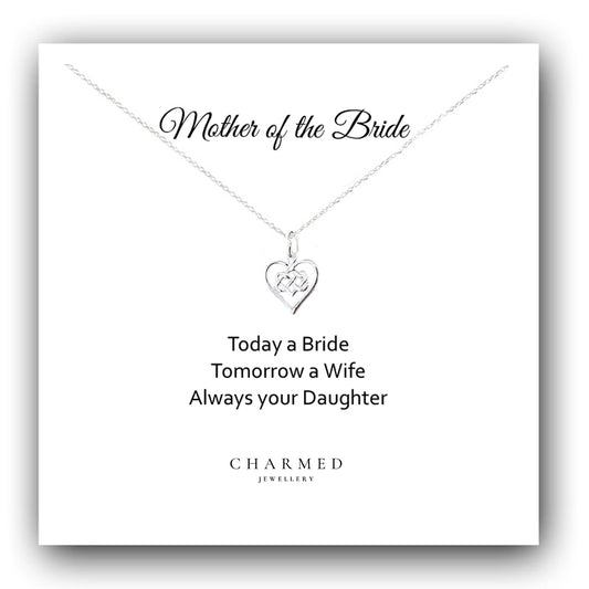 Mother of the Bride Infinity Knot Necklace in Sterling Silver 925, Personalised Jewellery Gift