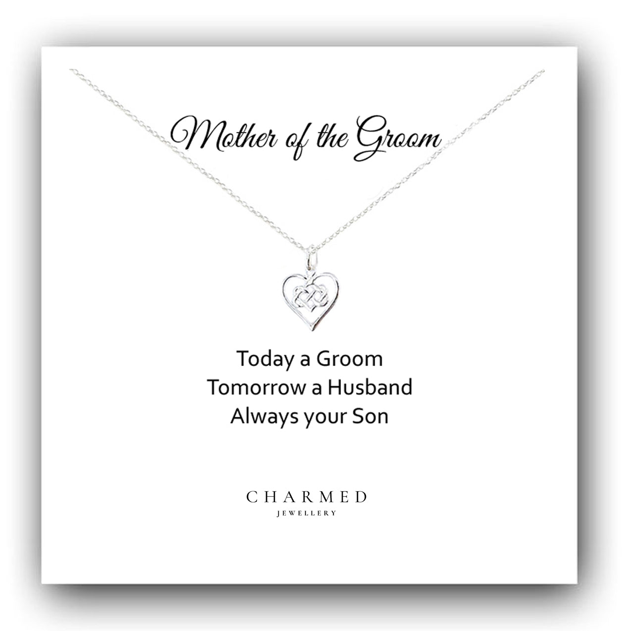 Mother of the Groom Infinity Knot Necklace in Sterling Silver 925, Personalised Gift