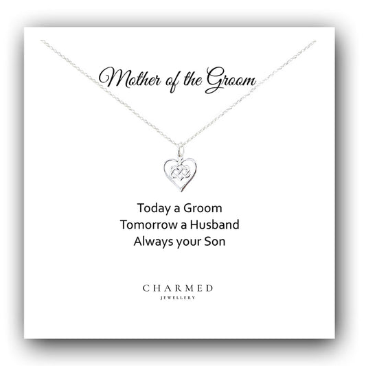 Mother of the Groom Infinity Knot Necklace in Sterling Silver 925, Personalised Gift