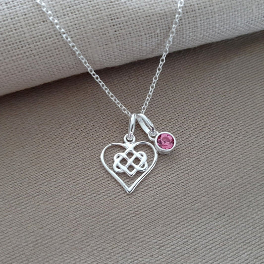 Infinity Knot Heart Necklace Sterling Silver 925, Personalised Jewellery