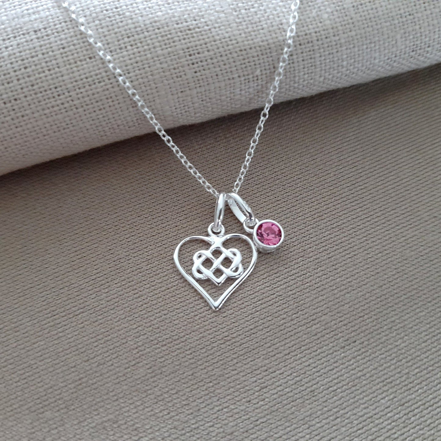 Sister Infinity Knot Necklace with Birthstone in Sterling Silver 925, Personalised Jewellery Gift