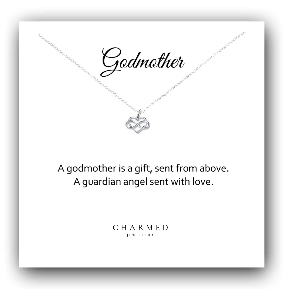 Godmother Gift, Infinity Heart Necklace in Sterling Silver 925, Personalised Gift