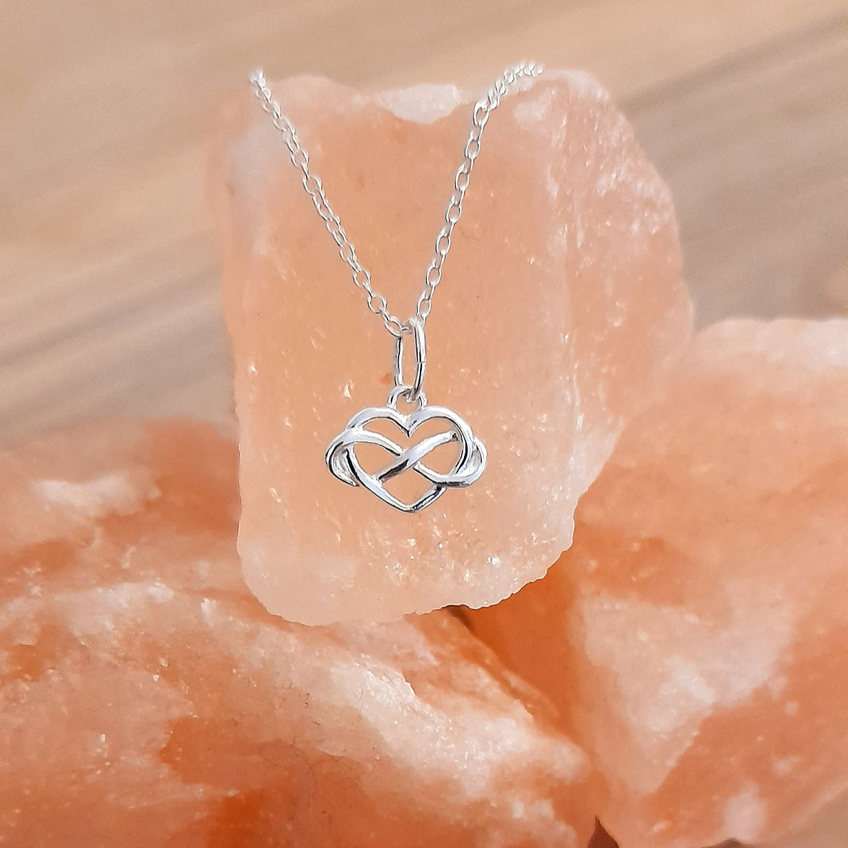 Infinity Heart Necklace Sterling Silver 925, Personalised Jewellery