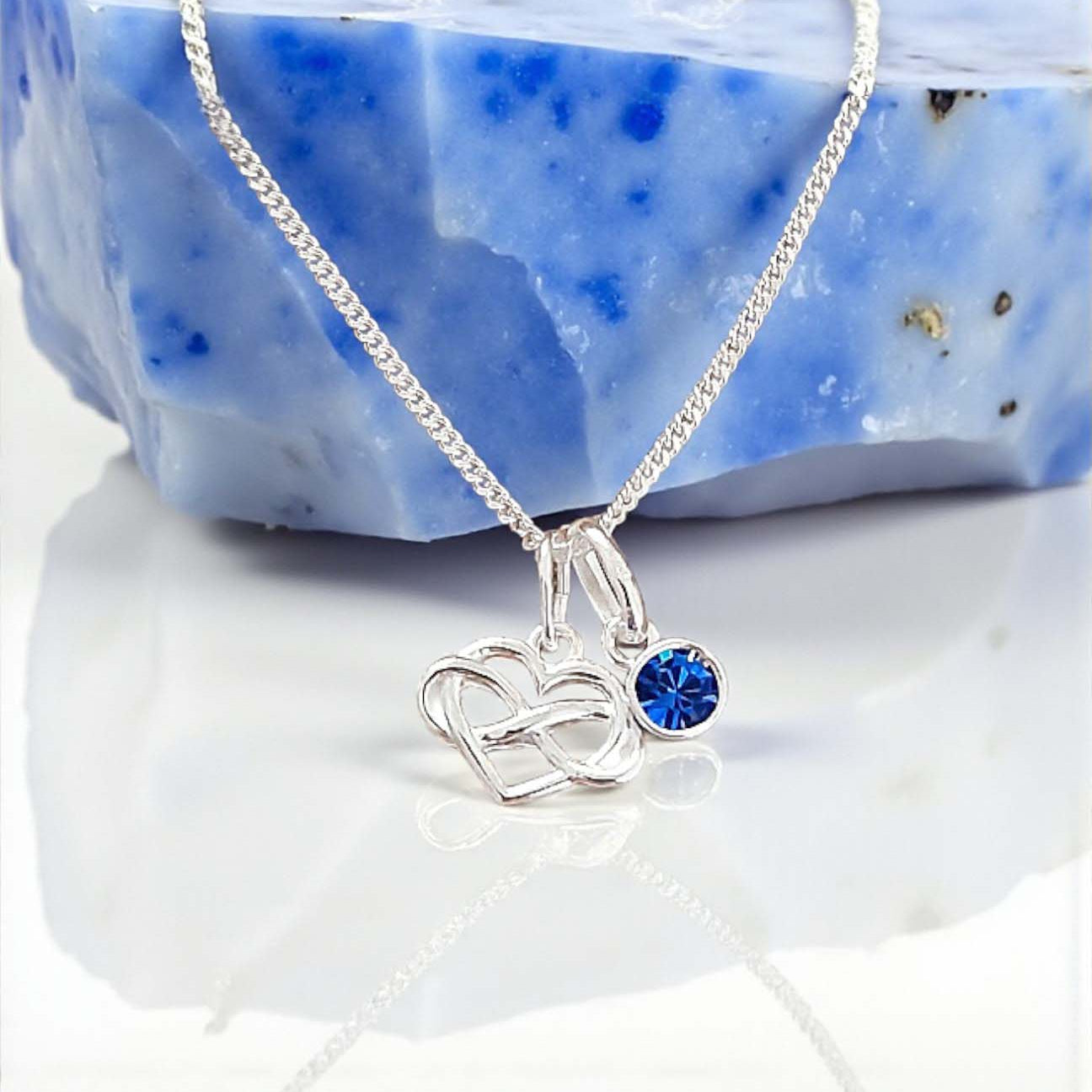 Daughter-in-Law Infinity Heart Birthstone Necklace in Sterling Silver 925 | Personalised Jewellery Gift