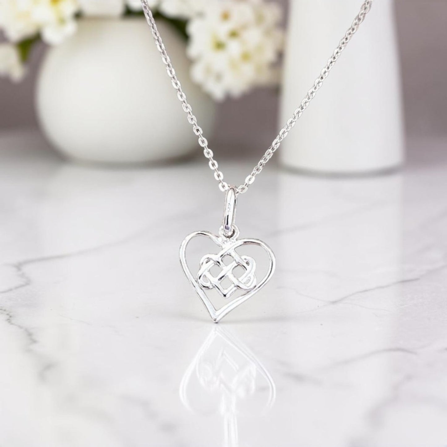 Infinity Knot Heart Necklace in Sterling Silver 925 | Personalised Jewellery Gift