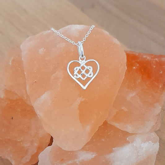 Infinity Knot Heart Necklace in Sterling Silver 925, Personalised Jewellery