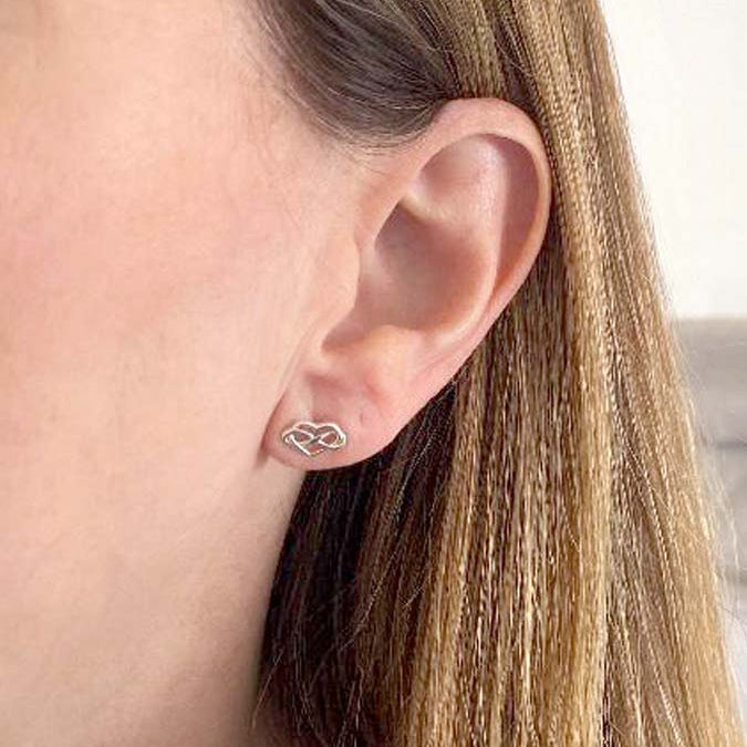Infinity Heart Stud Earrings 925 Sterling Silver | Personalised Jewellery Gift
