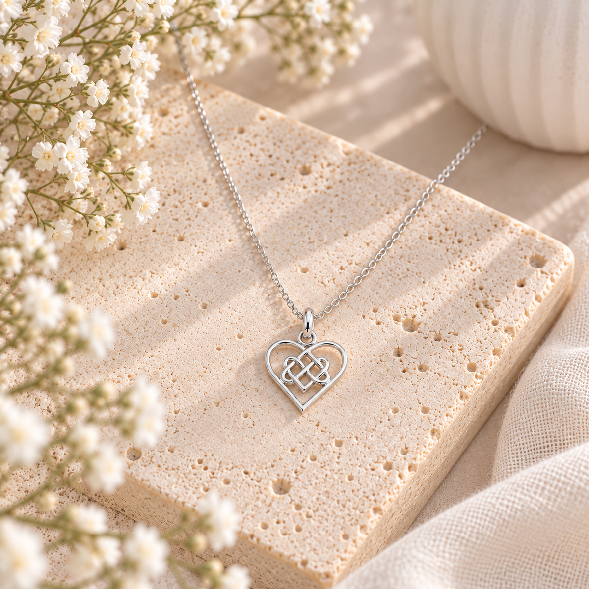 Sterling Silver Infinity Knot Heart Necklace – romantic jewellery gift