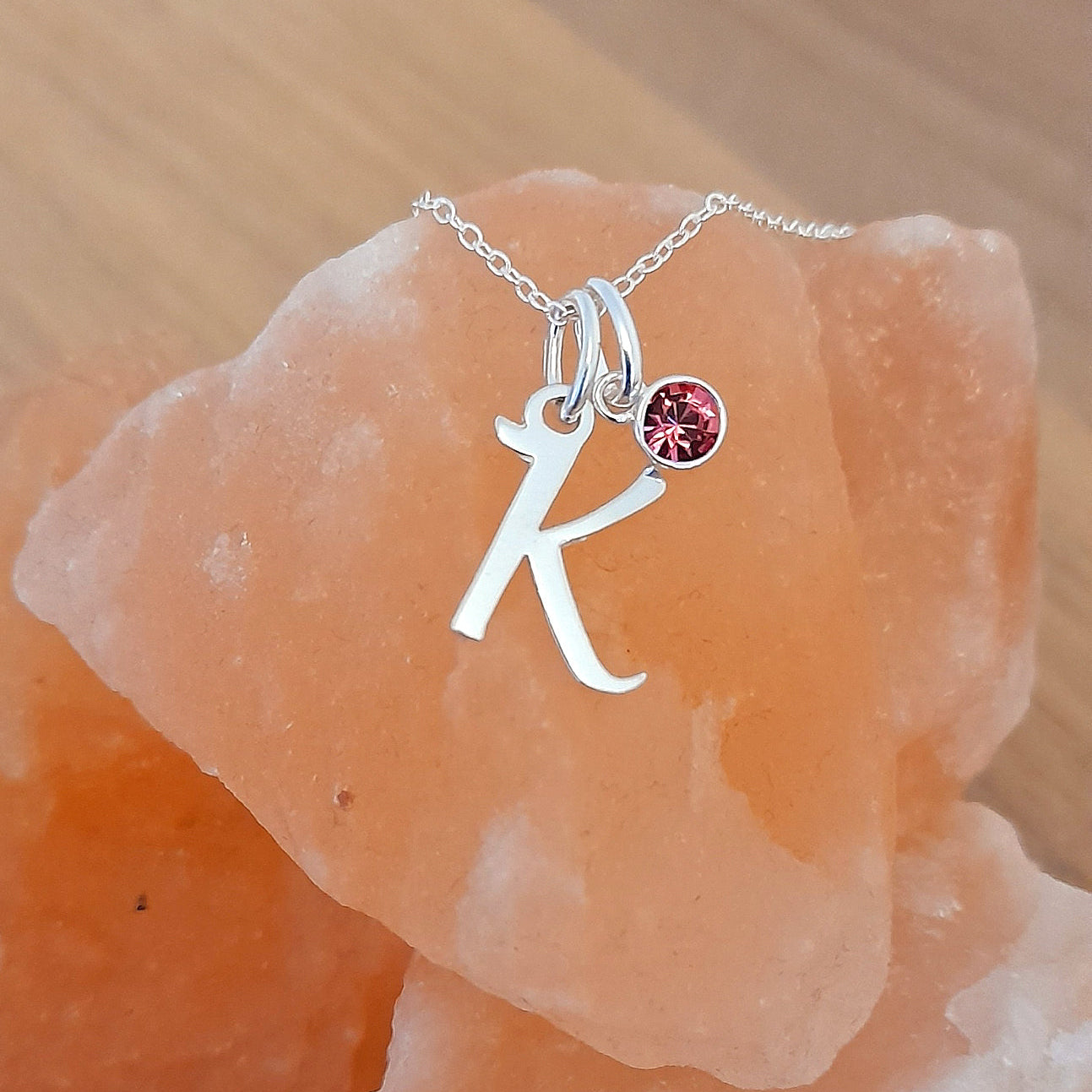 Daughter Initial Letter Necklace with Birthstone in Sterling Silver 925 | Personalised Jewellery Gift