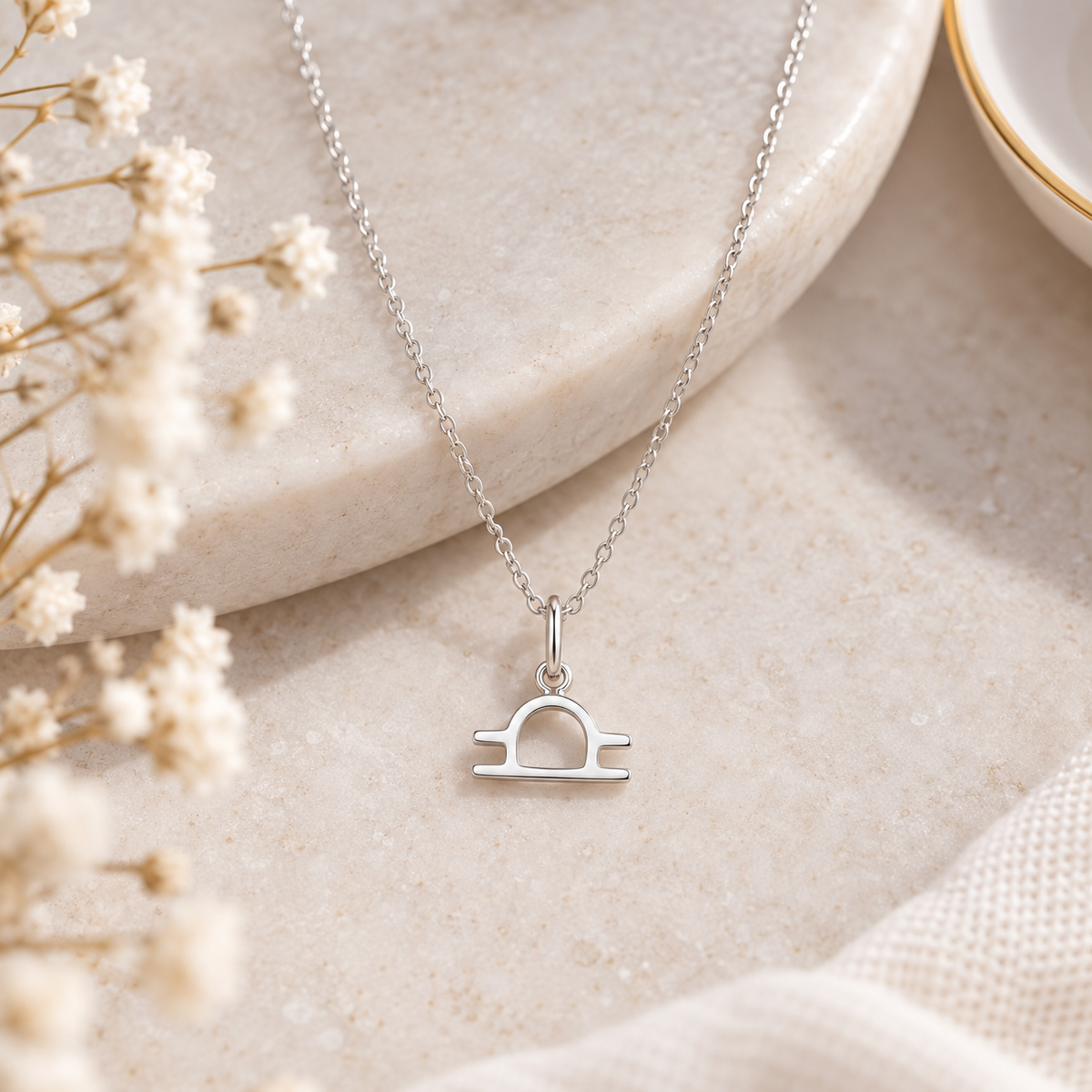 Libra Zodiac Necklace in 925 sterling silver – star sign gift
