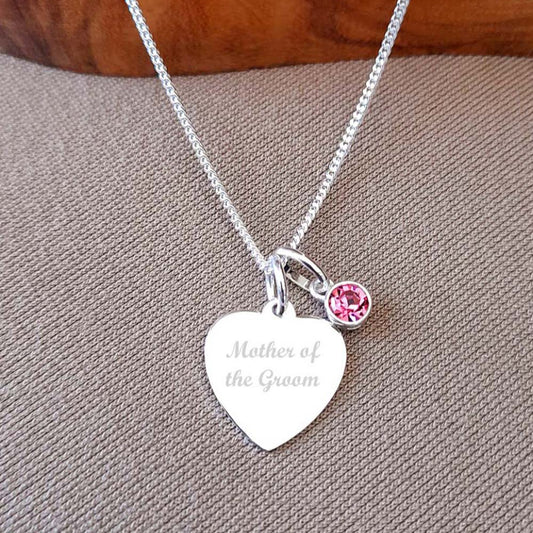 Mother of the Groom Necklace with Birthstone 925 Sterling Silver, Personalised Jewellery