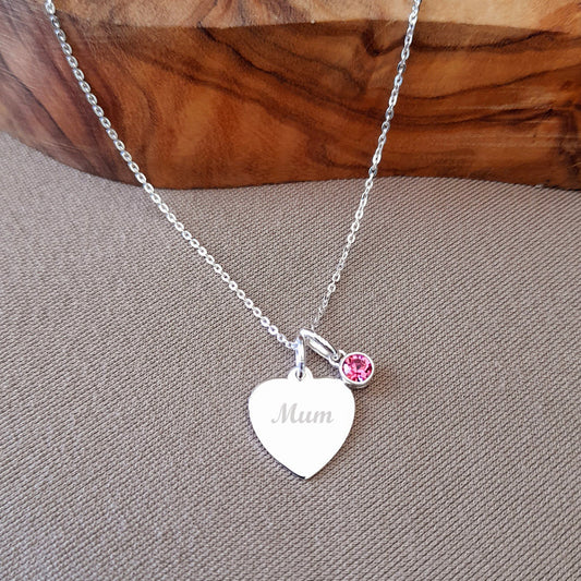 Mum Engraved Personalised Necklace with Birthstone in 925 Sterling Silver

PRODUCT DETAILS
