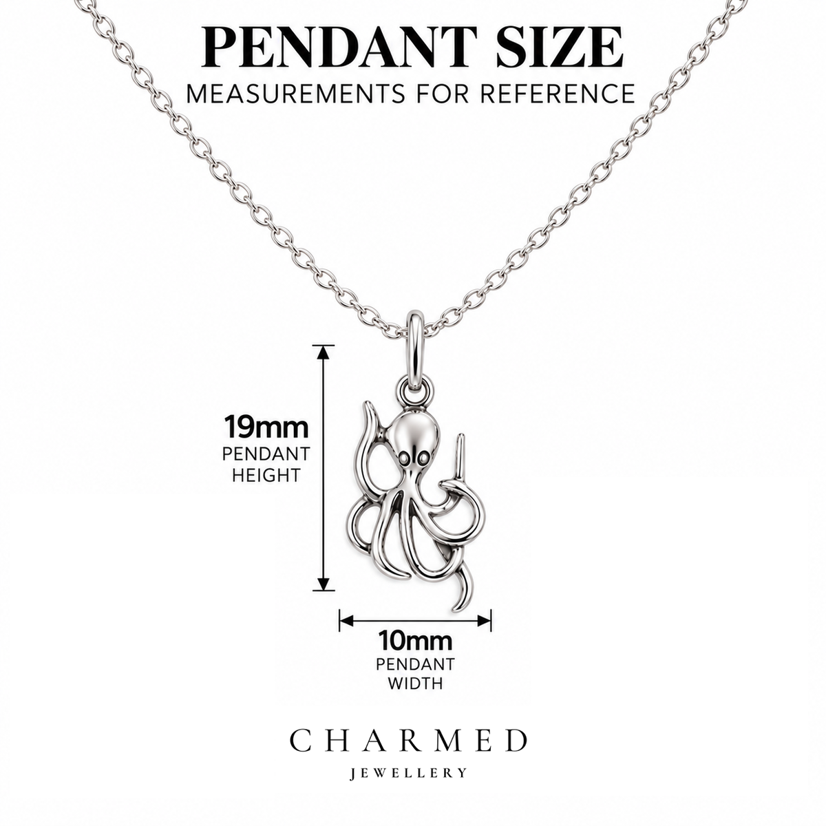 Sterling Silver Octopus Necklace Size Guide
