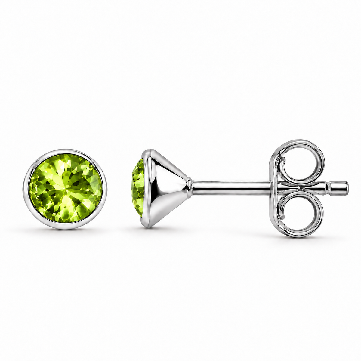 August Peridot Birthstone Stud Earrings in 925 sterling silver