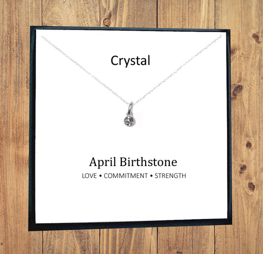 Crystal April Birthstone Necklace 925 Sterling Silver, Personalised Jewellery