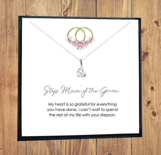 Step Mum of the Groom Fancy Heart Necklace, Personalised Necklace