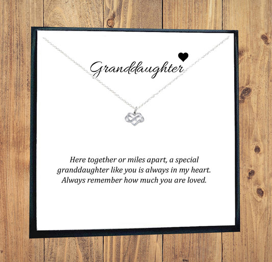 Granddaughter Infinity Heart Necklace in Sterling Silver 925, Personalised Gift